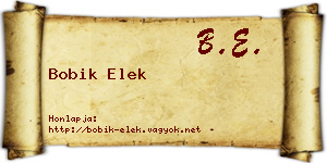 Bobik Elek névjegykártya